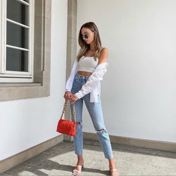 *ZARA* NWOT Quilted Chain Strap Shoulder Bag (Coral/Orange) - Picture 2 of 12